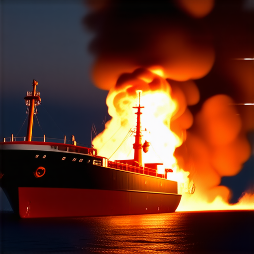 Танкер загорелся вблизи Дубая после попадания снаряда