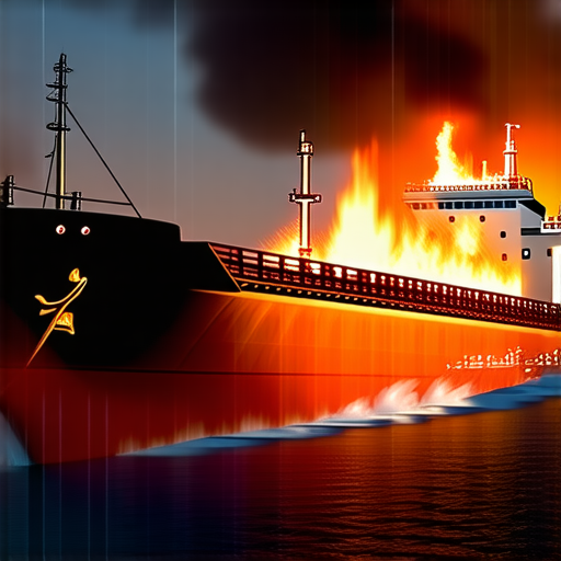 Танкер подбит и загорелся у берегов ОАЭ