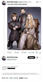 Дмитриев сравнил ситуацию с Ротшильдами с падением дома Ланнистеров