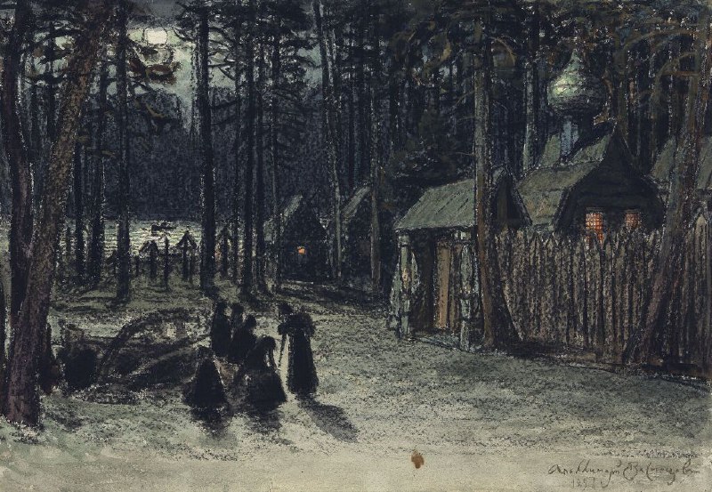 Эскиз декорации к опере «Хованщина» раскрывает мрачную экспрессию