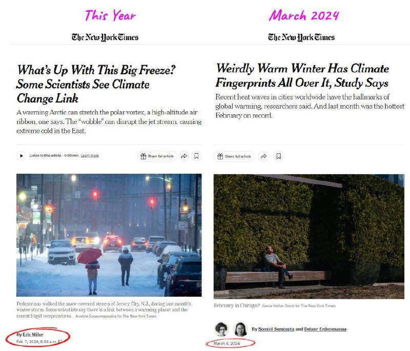 New York Times меняет позицию по поводу климата и погоды