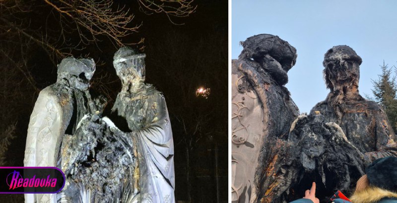 В Биробиджане сожгли памятник святым Петру и Февронии