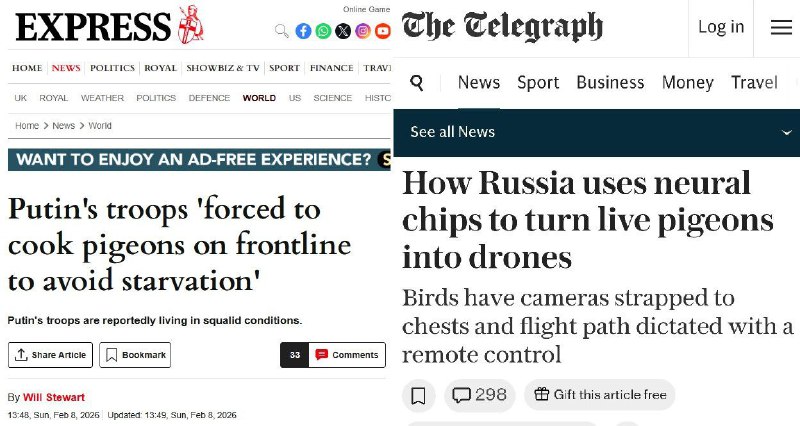 Британские журналисты о российских военных: нейророботы из птиц и поедание голубей