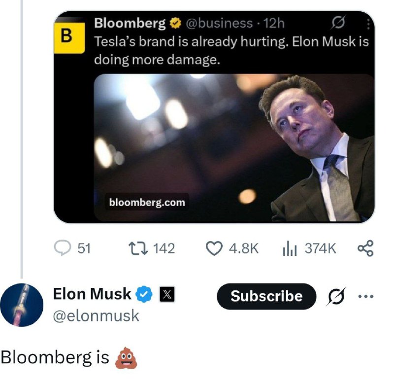 Ответ Илона Маска на обвинения Bloomberg