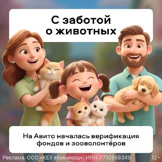 Авито верифицирует помощников бездомных животных