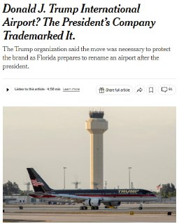 Возможные переименования аэропортов в честь Трампа