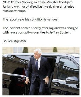 Попытка суицида бывшего премьер-министра Норвегии на фоне расследования дела Эпштейна