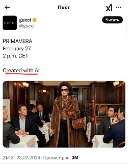 Критика Gucci за использование ИИ в рекламной кампании