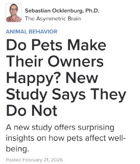 Домашние животные не делают людей счастливее, показало исследование