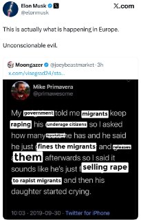 Заявления о насилии мигрантов и комментарий Илона Маска