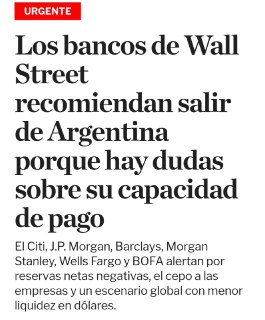 Банки Уолл-Стрит рекомендуют эвакуировать деньги из Аргентины