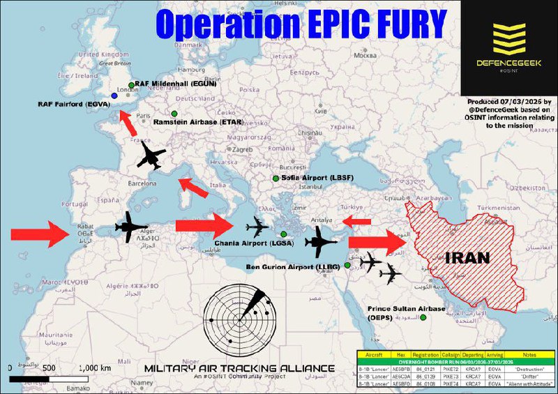 ВС США нанесли более 3 тыс. ударов по целям в Иране за первую неделю операции