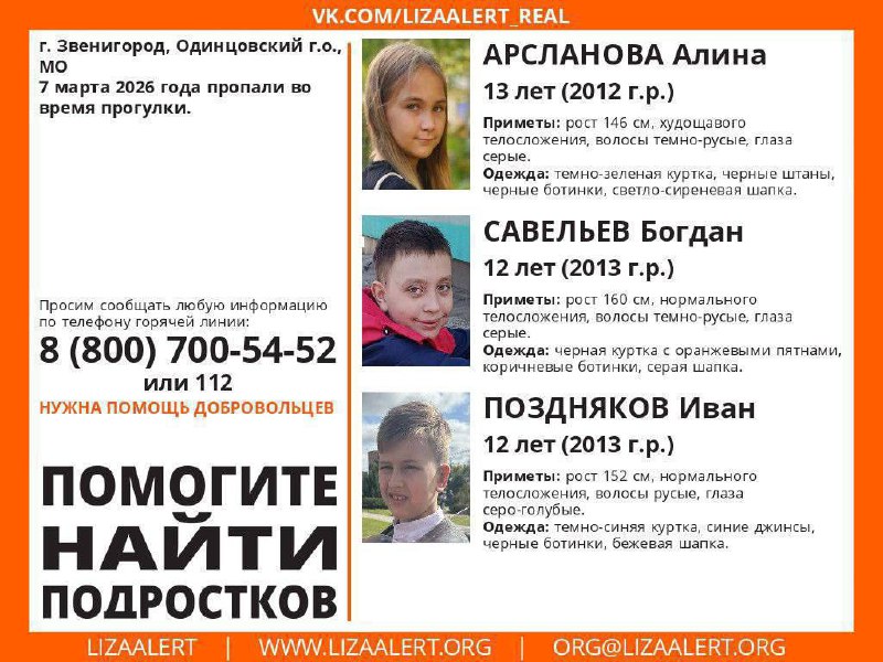 Трое детей пропали в Звенигороде: версия о провале под лёд