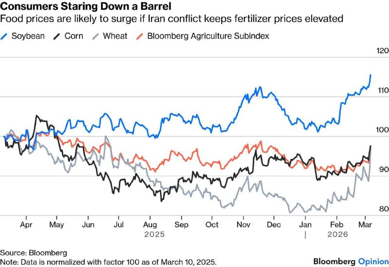 Влияние войны в Иране на поставки удобрений и цены на продовольствие