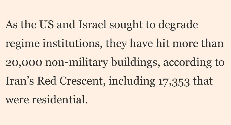 Удары США и Израиля по Ирану: 20 000 невоенных объектов, включая жилые дома