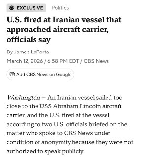 ВМС США обстреляли иранский корабль у авианосца