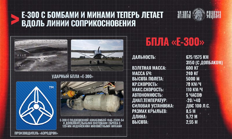 Украина начала массово применять дроны Е-300 на Запорожском направлении