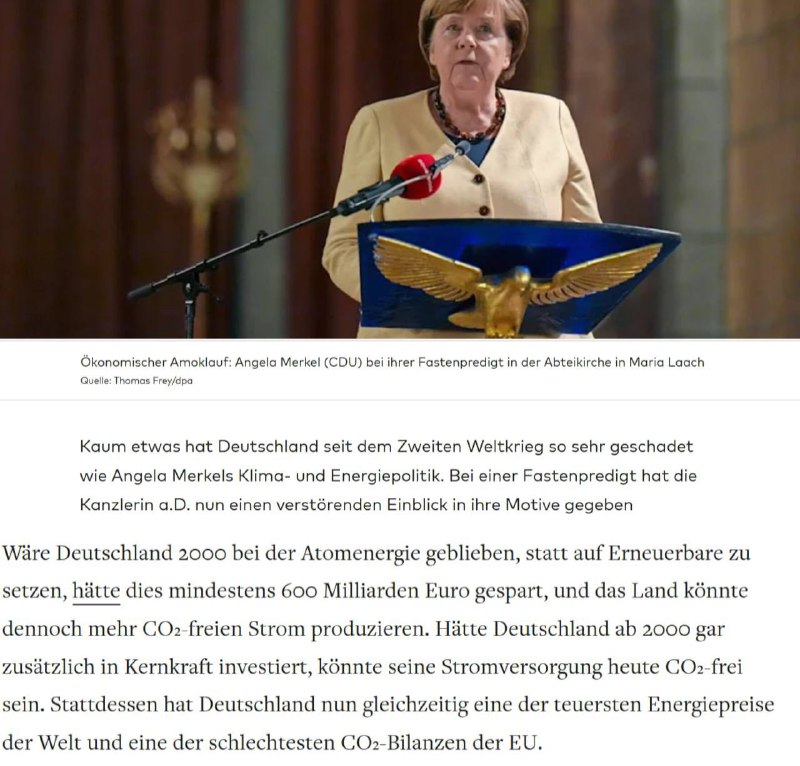 Welt: отказ от атома из-за Меркель стоил Германии 600 млрд евро