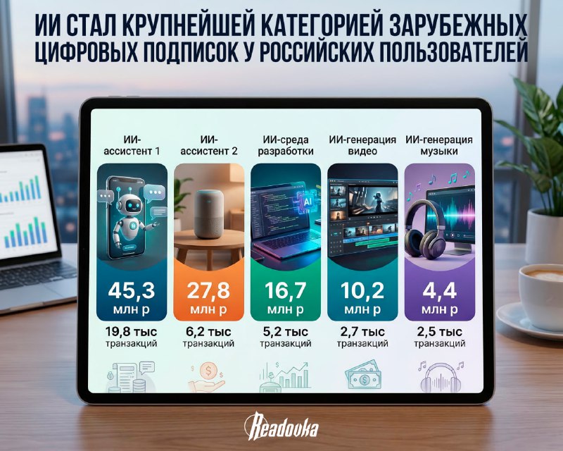 ИИ стал крупнейшей категорией зарубежных цифровых подписок у россиян