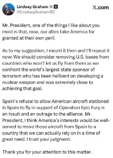 Сенатор Грэм призвал США вывести базы из стран, не разрешающих удары по Ирану