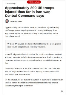 CNN: 290 военных США ранены в ходе операции против Ирана