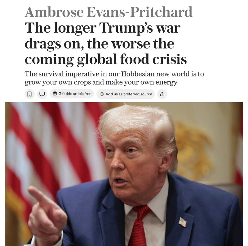 The Telegraph: затягивание войны Трампа грозит продовольственным кризисом