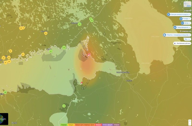 Качество воздуха в Петербурге: AQI 53, но PM2.5 выше нормы ВОЗ