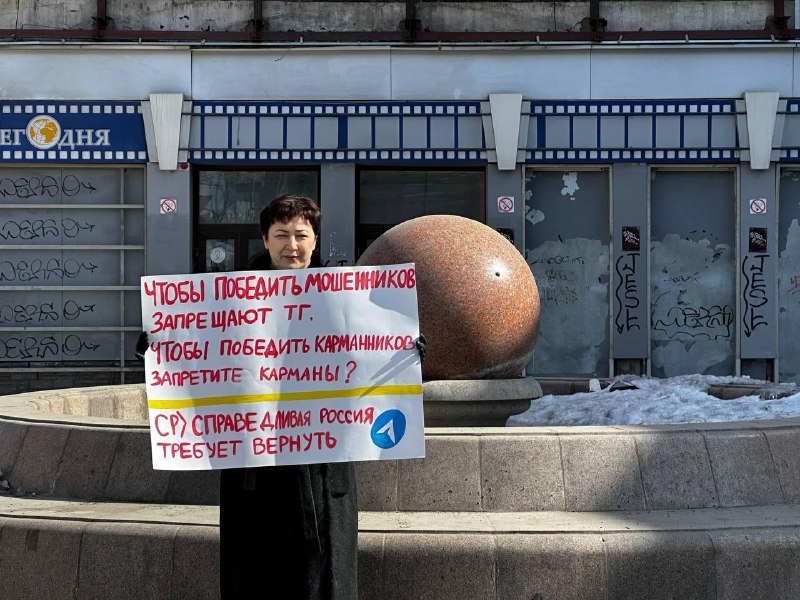 Депутат в Томске вышла с пикетом против блокировки Telegram