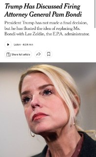 Трамп уволил генпрокурора США Пэм Бонди