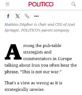 Владелец Axel Springer призывает ЕС к войне с Ираном