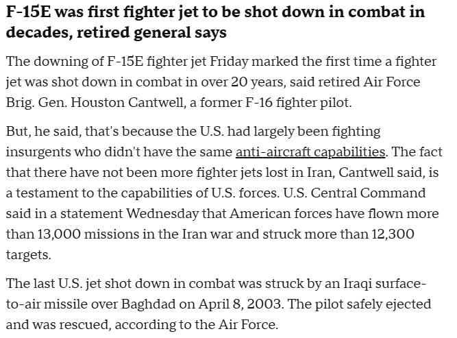 США направили спецназ в Иран для поиска пилота сбитого F-15