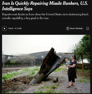 Иран восстанавливает ракетные базы после ударов США и Израиля