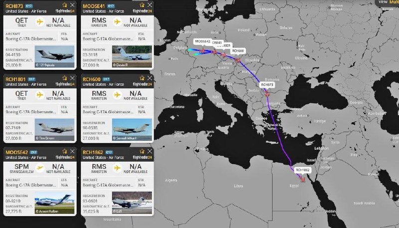 США перебрасывают на Ближний Восток новые стратегические самолеты C-17A