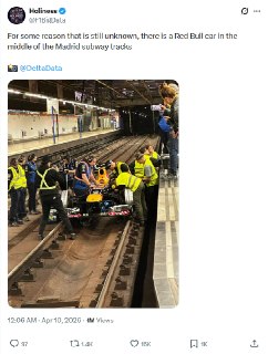 Red Bull установил болид Формулы-1 на рельсы в метро Мадрида