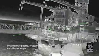 Атака украинских БПЛА на НПЗ в Каспийском море