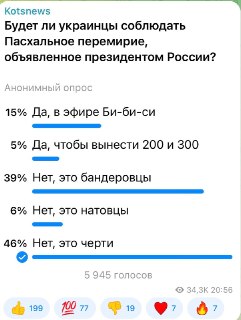 Коц: 46% подписчиков считают, что перемирие сорвут