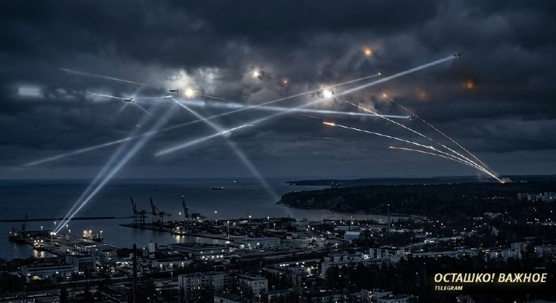 В районе порта Высоцк в Ленинградской области возникло возгорание после атаки БПЛА