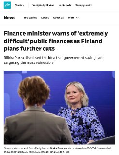 Власти Финляндии признали «чрезвычайно сложное» финансовое положение страны