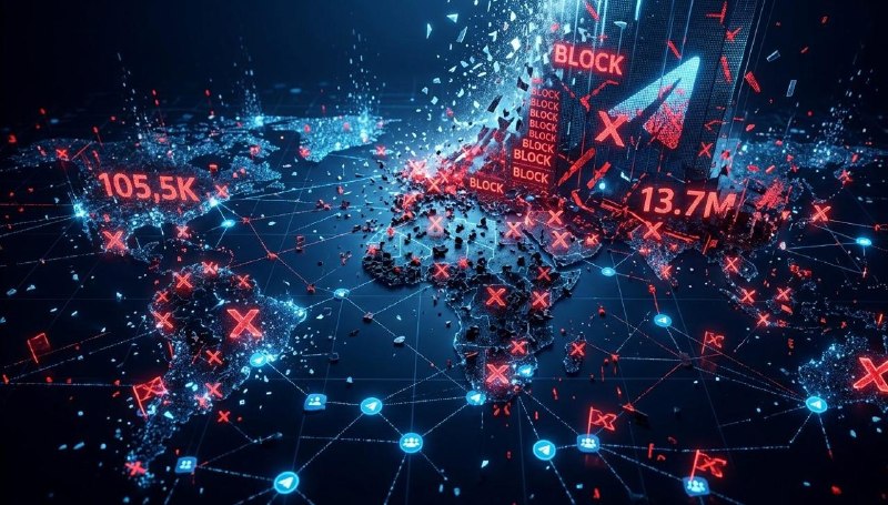 Telegram заблокировал 105 тысяч каналов за один день