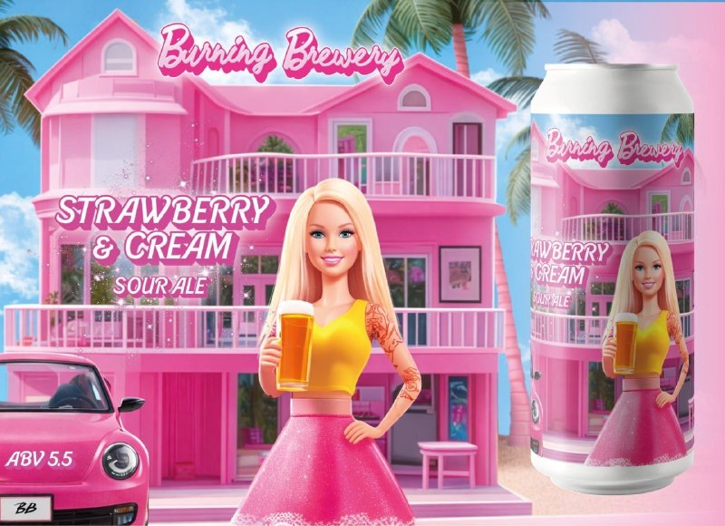 В России выпустили розовый кислый эль с клубникой и сливками в стиле Барби