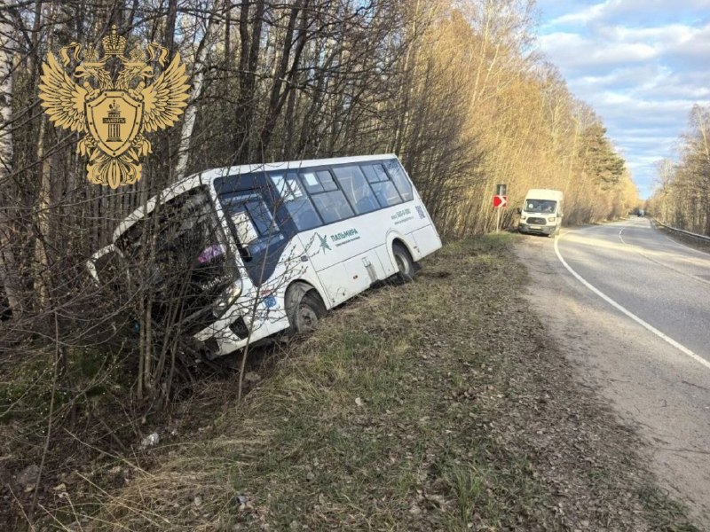 В Ломоносовском районе автобус съехал в кювет из-за технической неисправности