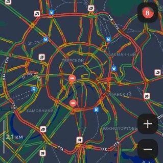 В Москве восьмибалльные пробки и перекрытия дорог
