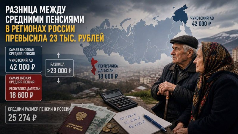 Разрыв пенсий по регионам России превысил 23 тыс. рублей