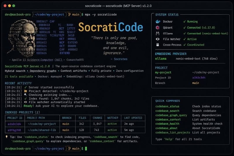 Выход контекстного движка SocratiCode для улучшения работы ИИ с кодом