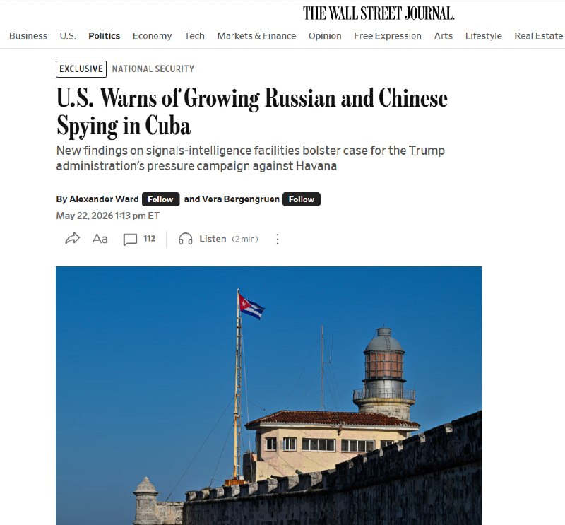 Россия и Китай увеличили число разведчиков на Кубе из-за США — WSJ