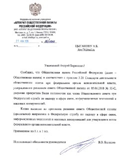 Общественная палата прекратила полномочия Андрея Цыганова в Общественном совете при Роскомнадзоре