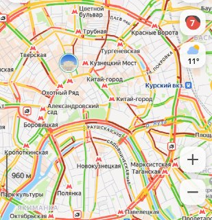 Пробки в Москве достигли семи баллов