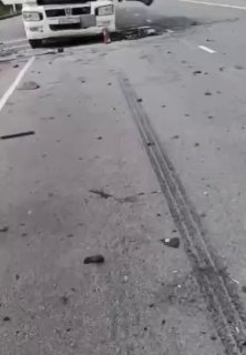 Видео удара беспилотника по гражданскому бензовозу