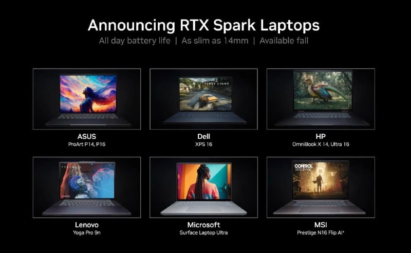 NVIDIA представила линейку чипов RTX Spark для ноутбуков