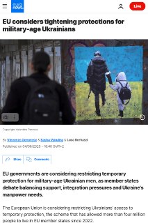ЕС планирует лишить украинцев призывного возраста статуса беженцев